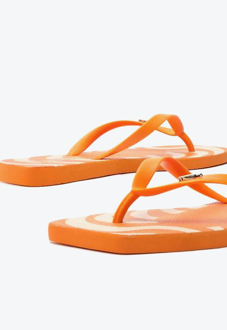 Chinelo De Dedo Laranja Estampado Square E Bag Brizza