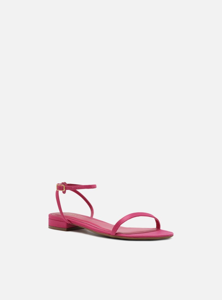 Sandália Rasteira Rosa Minimalista Preta