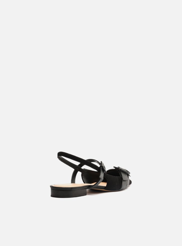 Sapatilha Preta Nobuck Slingback Fivelas | ZZ MALL