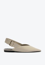 Sapatilha Slingback Bico Fino Fivela Branca