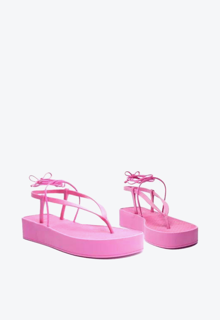 Sandália Flatform Rosa Brizza Amarração Bela