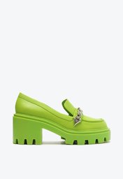 Sapato Mocassim Verde Schutz Mosy Tratorado Couro Corrente Folha