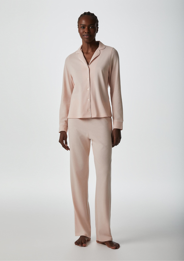 Pijama Longo Rosa Hering Com Botões
