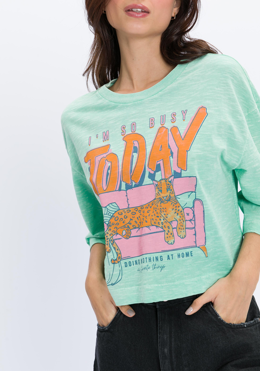 T-shirt I'm so Busy Today Verde MYFT