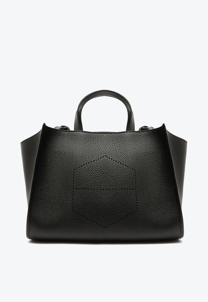 Bolsa Tote Preta Grande Logo Perfurado