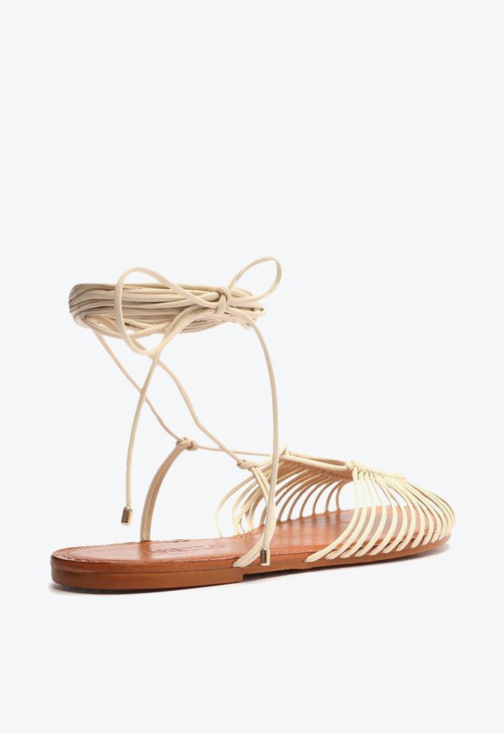 Sandália Rasteira Off-White Arezzo Multi Tiras Amarração Ella