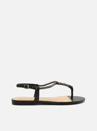 Rasteira Preta Arezzo Slim Pedraria Strass