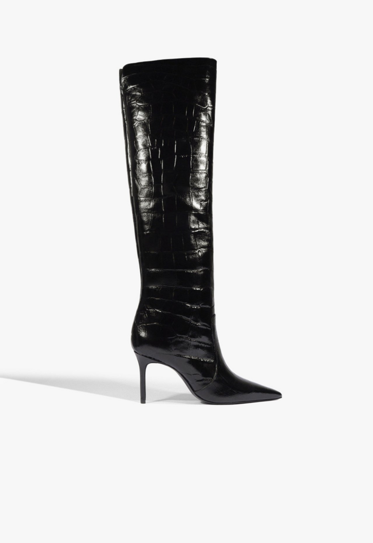 Bota Dressy Cano Longo Couro Preto