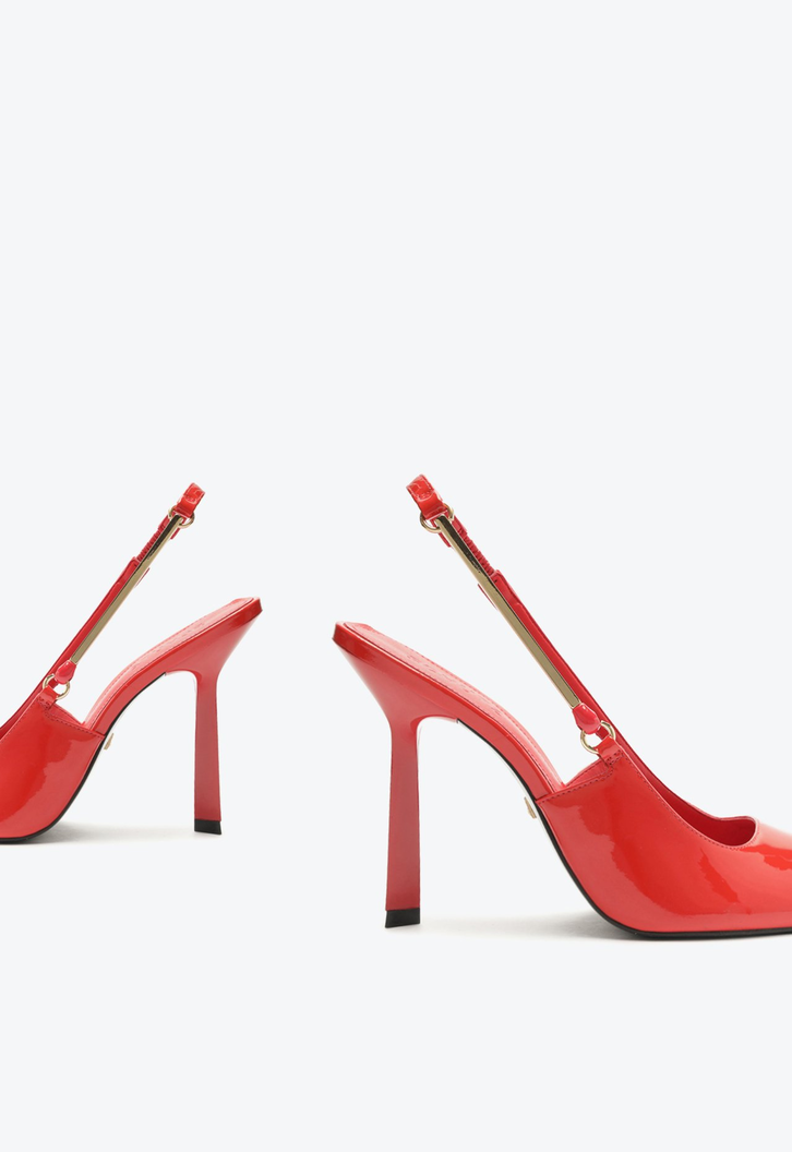 Sapato Scarpin Slingback Salto Alto Verniz Vermelho
