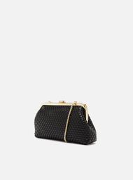 Clutch Preta Arezzo Pequena Tressê Alça