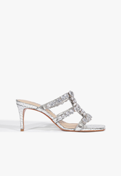 Mule Prata Schutz Pedraria Couro