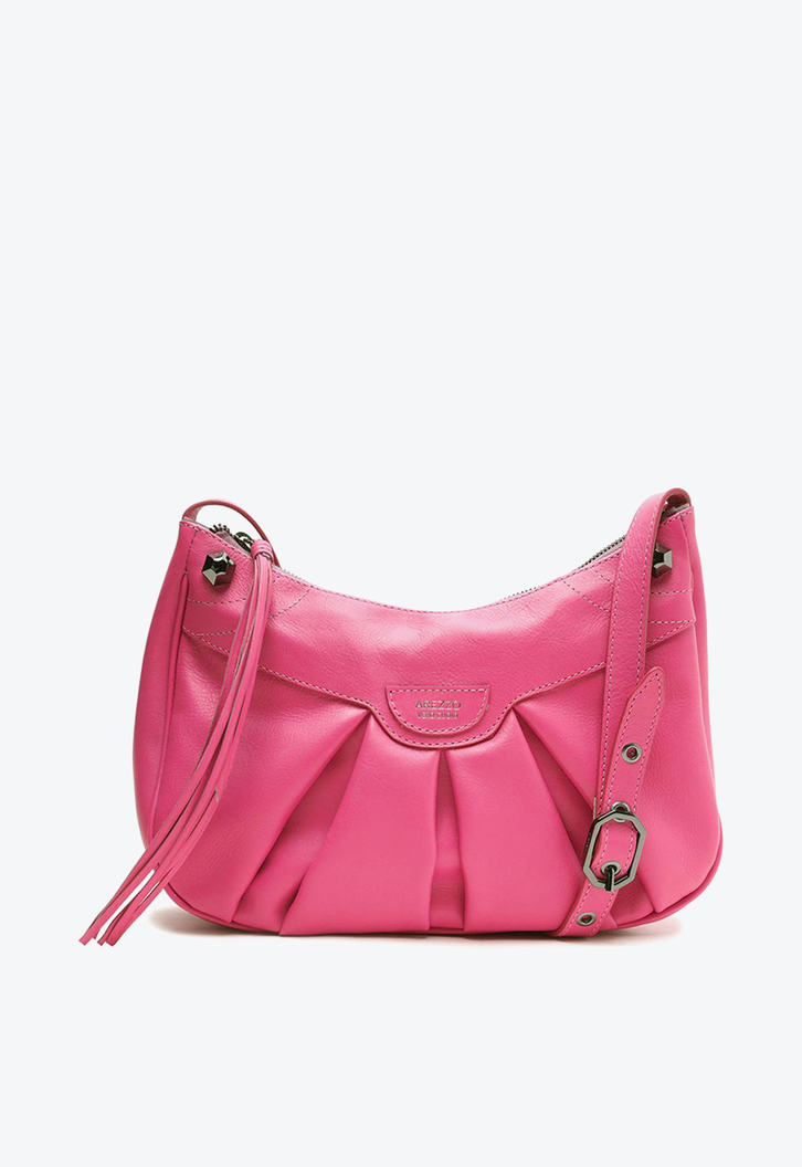 Bolsa Tiracolo Rosa Arezzo Couro Piera Média
