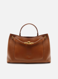 Bolsa Tote Marrom Arezzo Couro Média Nó Metal