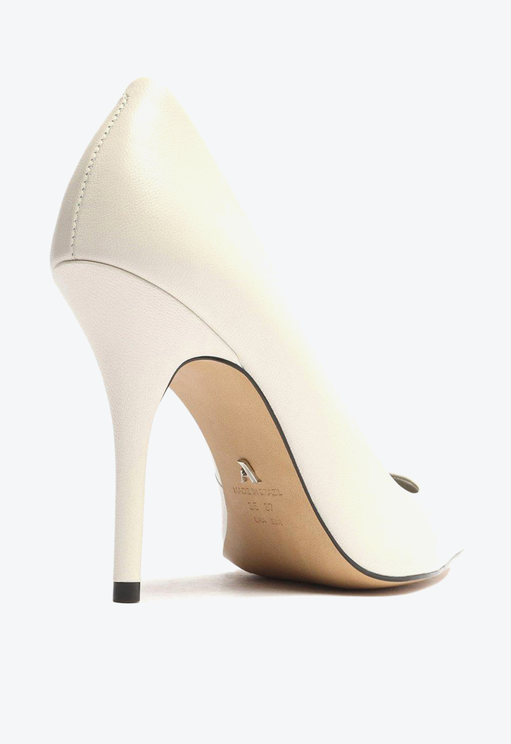 Scarpin Branco Arezzo Couro Salto Alto Bico Fino Gigi