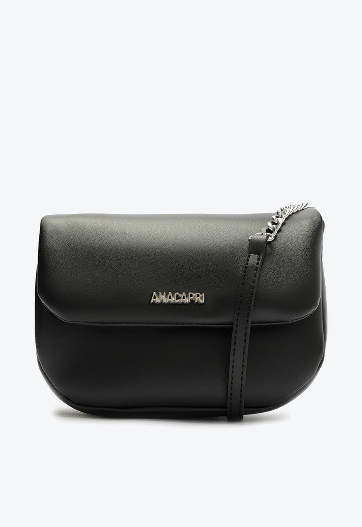 Bolsa Crossbody Média Preta Arredondada