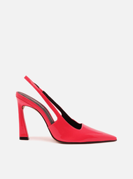 Scarpin Rosa Arezzo Verniz Bico Fino Slingback Kaia