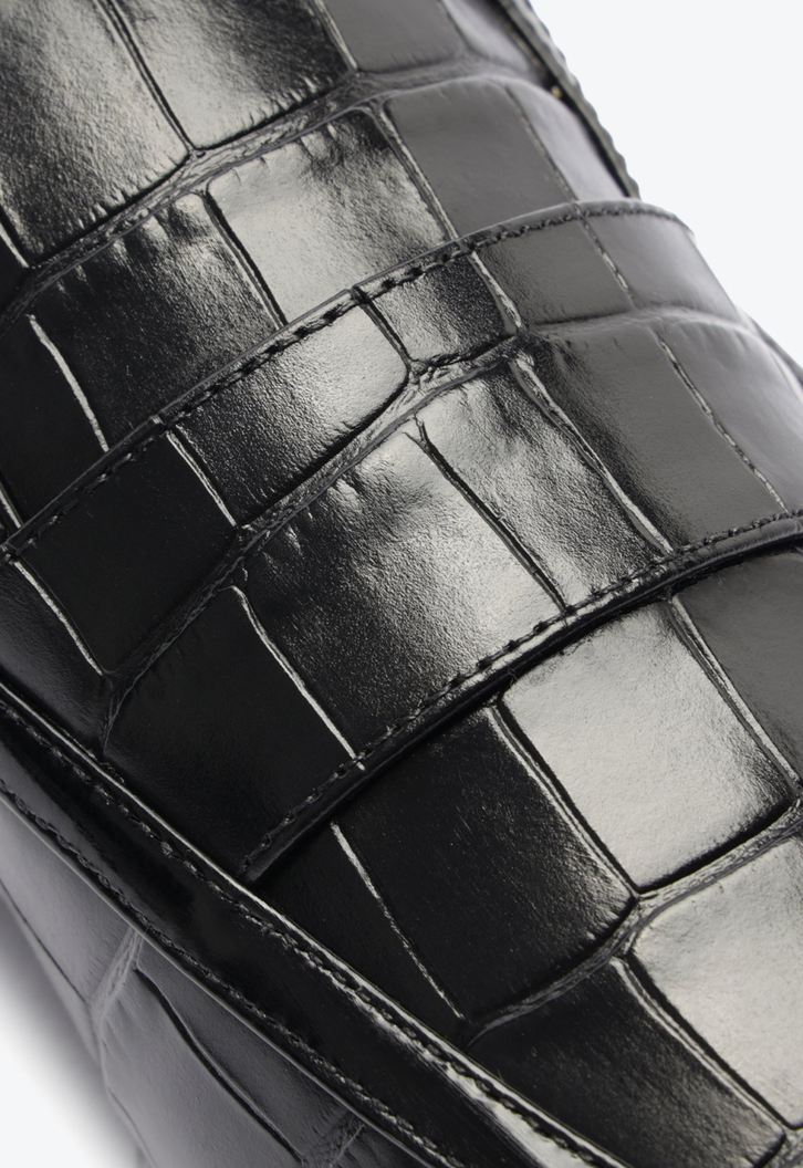 Mocassim Maurice Couro Croco Preto