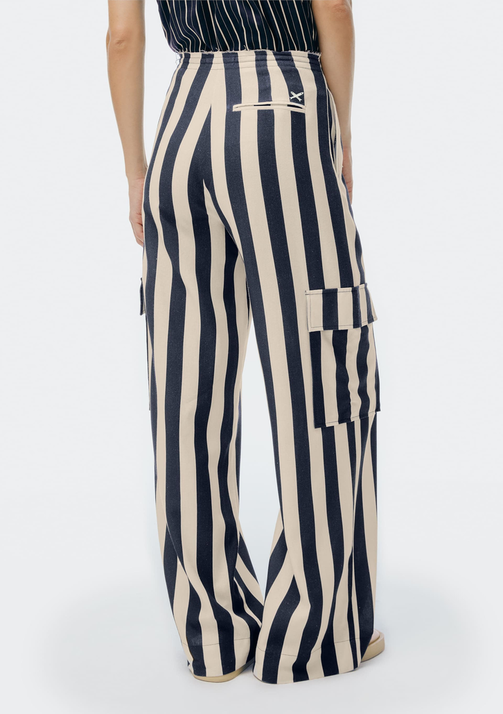 Calça Creme Hering Cargo Fio Tinto Com Linho