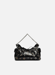 Bolsa Tiracolo Preta Couro Pequena Ilhoses