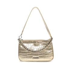 Crossbody Anacapri Dourada Croco Baguete Corrente