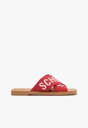 Sandália Rasteira de X Schutz Logo Vermelha