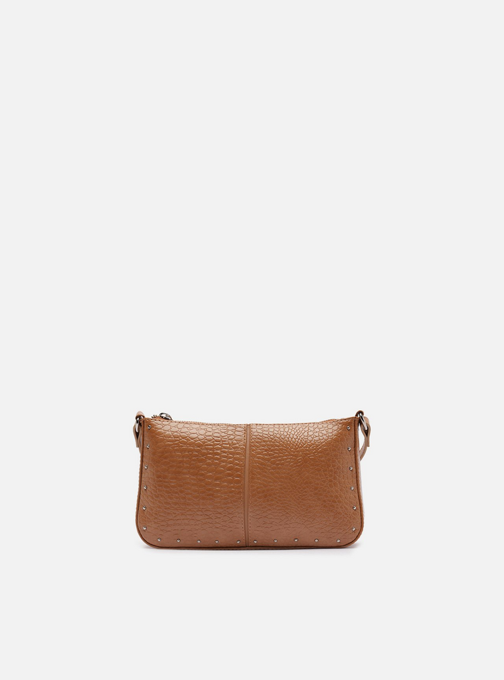 ココリコ Bolsa Tiracolo Caramelo Croco Pequena Rebites | ZZ MALL