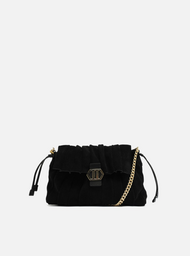 Bolsa Preta Grande Alça Dourada