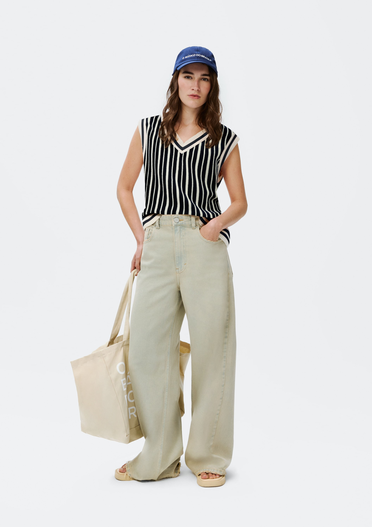Calça Jeans Azul Hering Wide Leg Cintura Alta