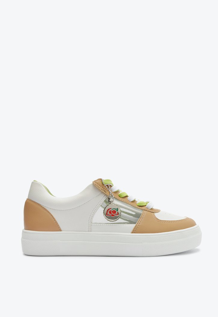 Tênis De Amarrar Branco E Nude Anacapri Detalhe Lateral Aberta