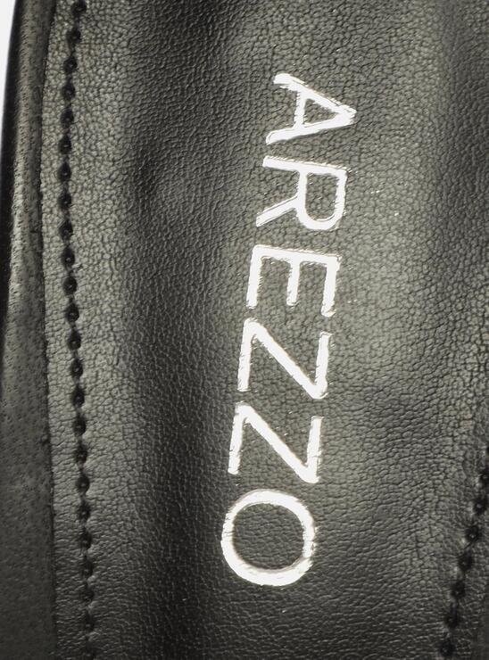 SANDÁLIA PRETA AREZZO COURO SALTO ALTO LACE UP
