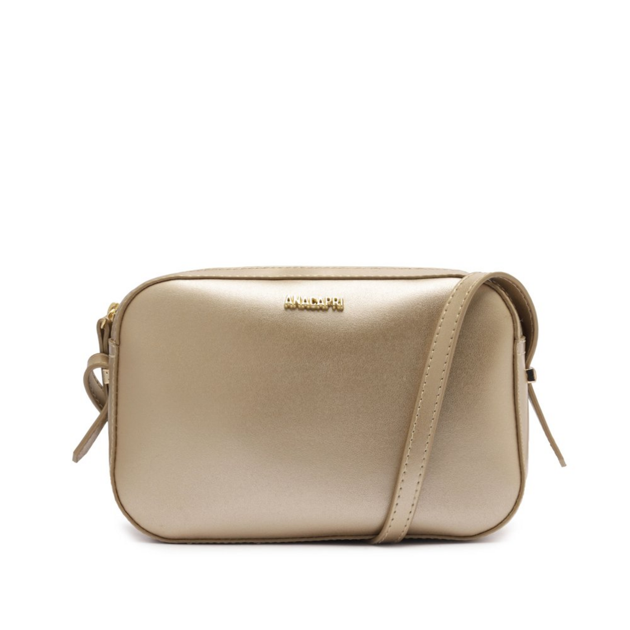 Bolsa Tiracolo Média Retangular Minimal Dourada | ZZ MALL