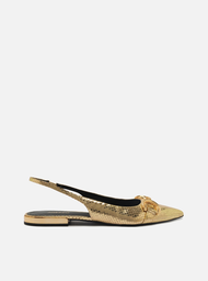 Sapatilha Dourada Snake Bico Fino Slingback Brid o ZZ MALL