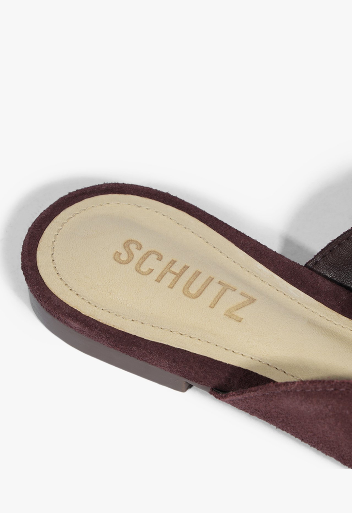 Sandália Mule Comfy Suede Vinho