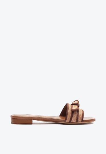 Grosgrain Raffia Flat 15 Espresso