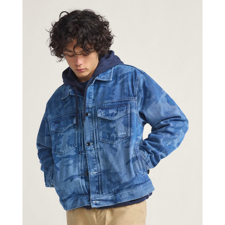 Jaqueta Camo Denim Trucker Stone Wash Blue | ZZ MALL