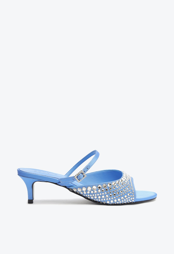 Sandália Louise Low Tecido Azul