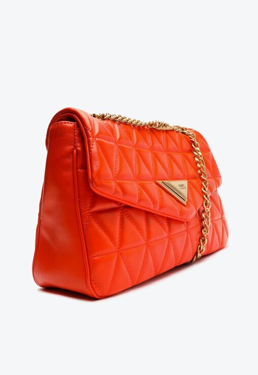 BOLSA TIRACOLO LARANJA SCHUTZ GRANDE NEW 944 COURO MATELASSÊ