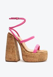 Sandália Meia Pata Rosa Arezzo Cortiça Tiras