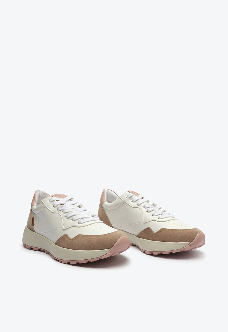 Tênis Branco e Nude Sporty Recorte