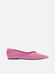 Sapatilha Rosa Arezzo Couro Bico Fino Minimal
