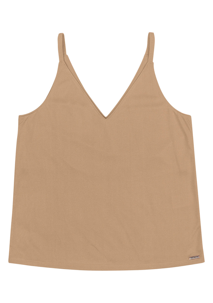 Regata Nude Dzarm Decote V Com Alças Finas