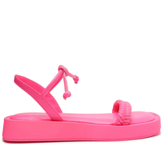 Sandália Flatform Rosa Neon Anacapri Tira Trança