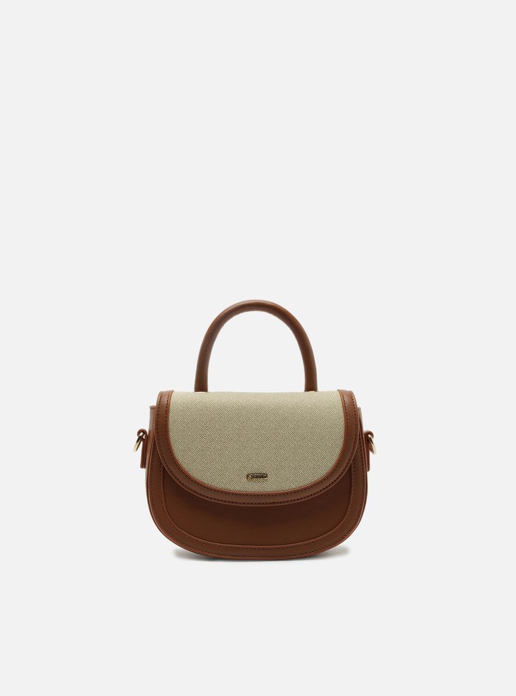 Bolsa Tiracolo Marrom Tecido Cru Pequena