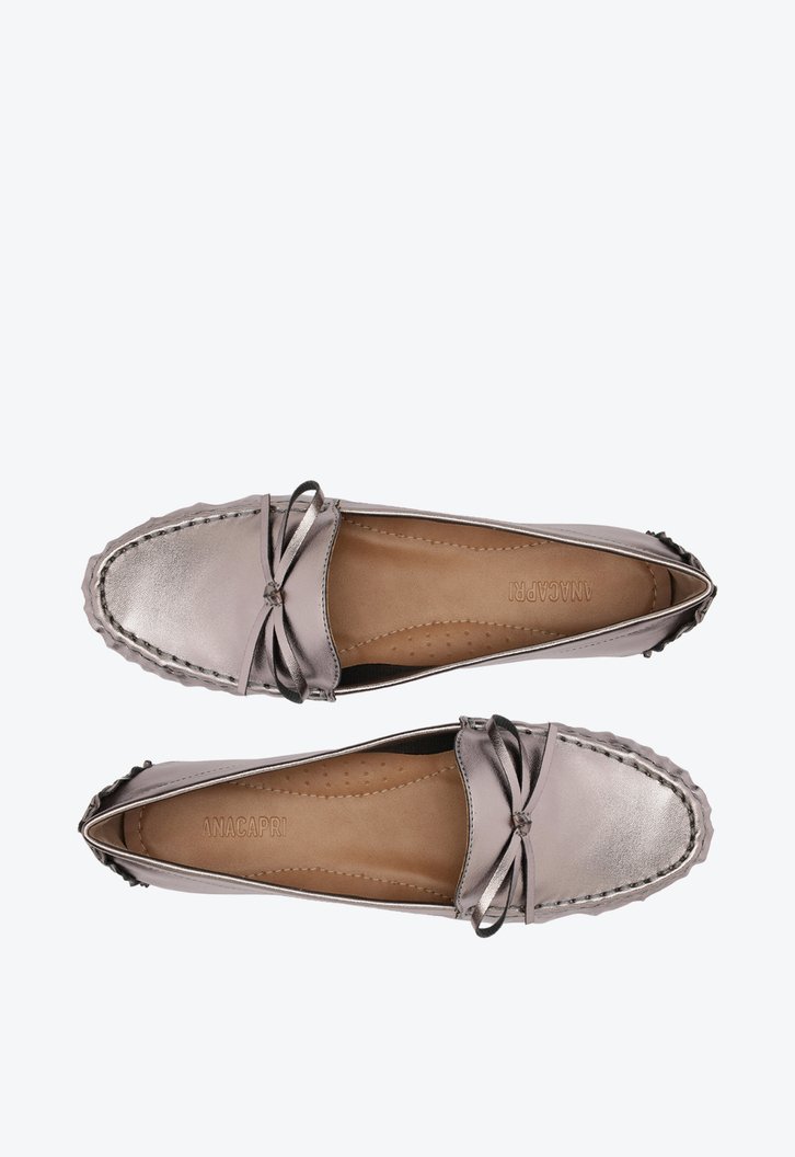 Mocassim Laço Lana Prateado