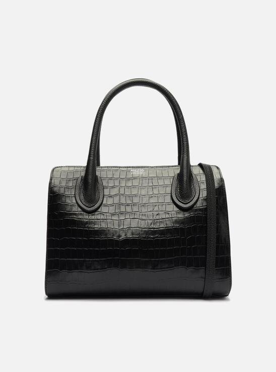 BOLSA PRETA AREZZO TOTE COURO CROCO GAIA GRANDE