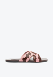 Chinelo Casual Rosa E Marrom Schutz Flats Pelo