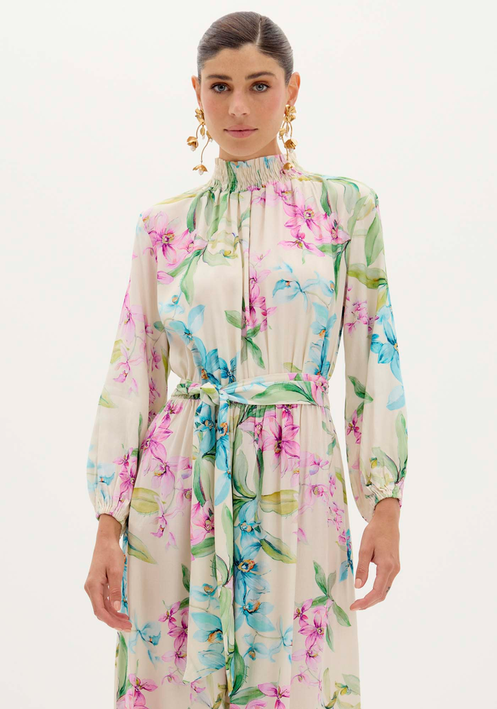 Vestido Branco Lança Perfume Super Midi Gola Alta