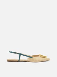 Sapatilha Nude Arezzo Nobuck Bico Fino Slingback Pedraria