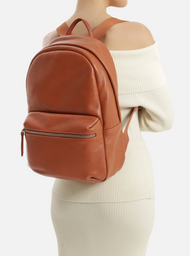 Mochila Marrom Couro Grande Básica