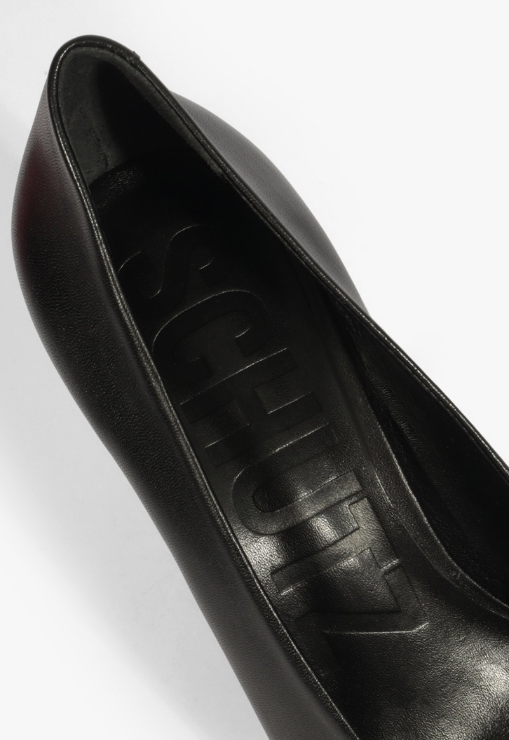 Scarpin Couro Salto Fino Alto Preto